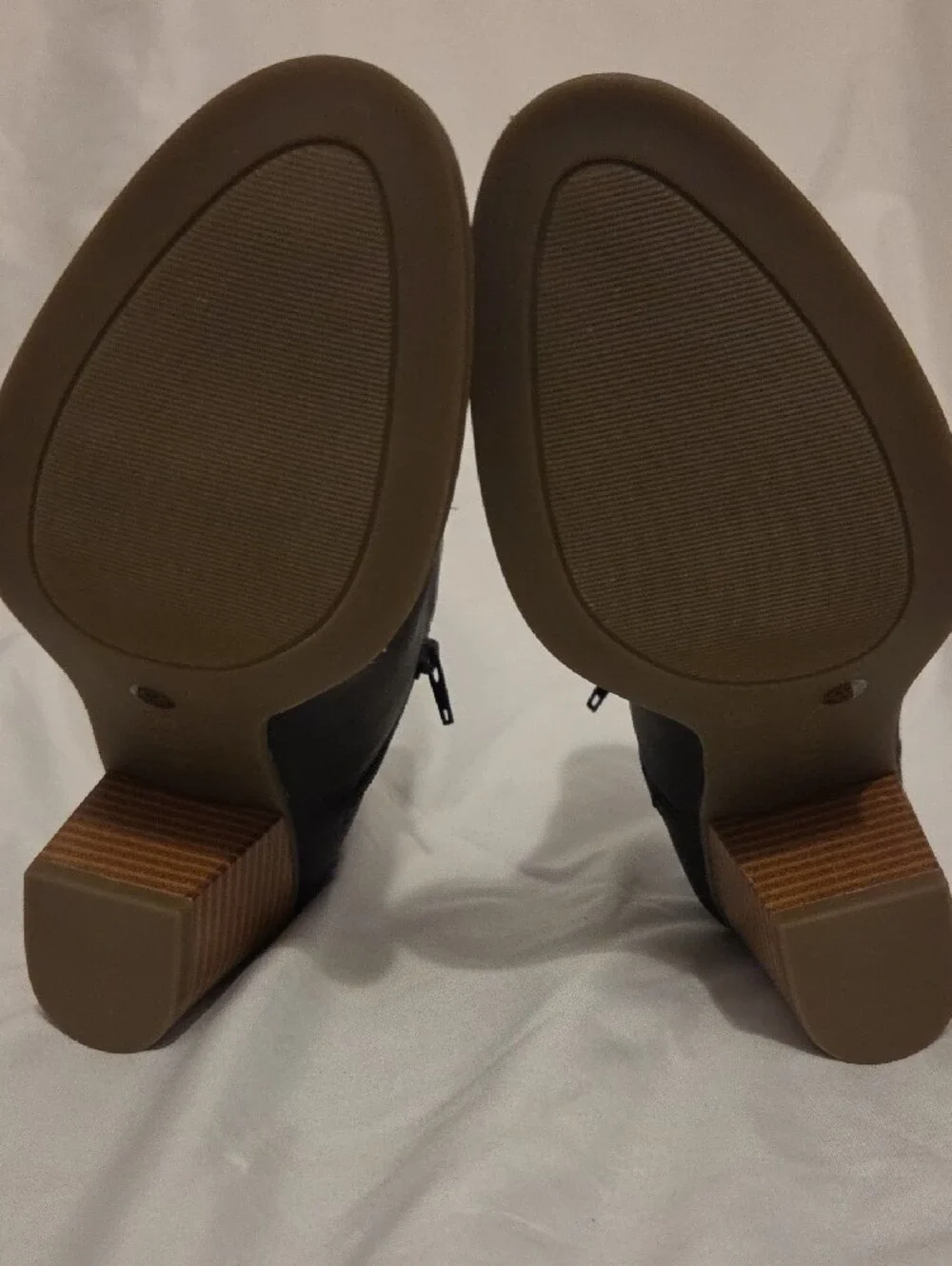 a.n.a Black Ankle Booties with Stacked Brown Heel